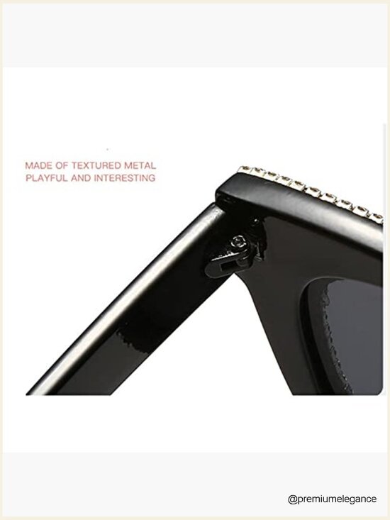 Rhinestone Cat Eye Oversized Square Sunglasses UV Protection